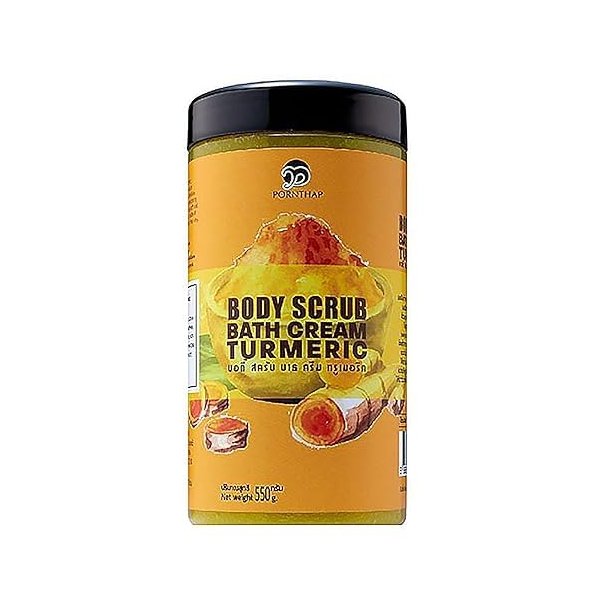 PornThap Premium Organic Body Scrub Bath Cream TURMERIC Formula (1.35LB) 550 g. PEARL BODY SCRUB mixed Dead Sea Salt & Nutrients INCLUDES, Fast Results First Use Exfoliating, Help for All Skin Problem
