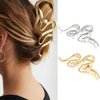 Brinie Claw Hair Clips Gold Metal Hair Clamps Pearl Hair Claw Clips Stylish Hair Clips Nonslip Hair Claw Barrettes Hair Accessories for Women and Girls (Pack of 2)
