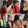 Sharopul Long braids up Ponytail Extension Black DIY Hair Styles can be Reused Wrap on the top with Hair Tie Woman Braiding Ponytail (34inch, 1B)
