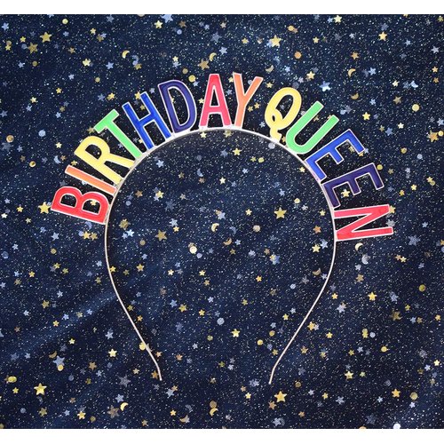 Dgasin Birthday Queen Tiara and Sash Happy Birthday Party Supplies Birthday Queen Black Glitter Satin Sash and Headband Girl Tiara Party Hair Accessories Birthday Party Decorations