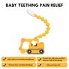 Baby Food Grade Silicone Carrier Vehicle Teether Toy with One Piece Design Pacifier Clip Holder,Teething Pain Relief Toys Gift Set for 3 Months+ Boys and Girls,Freezer Safe,BPA Free. (Excavator)