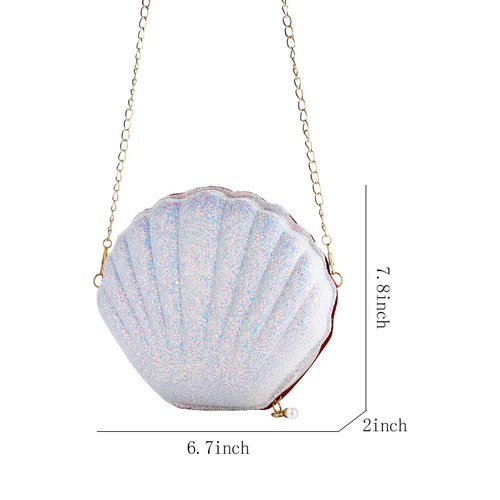 SOTOGO 6 Pieces Little Girls Purse Jewelry Set Toddler Shell Purse Cute Princess Handbags Shoulder Messenger Bag for Kids CrossBody Bag Dress Up Girls Jewelry Pretend Play