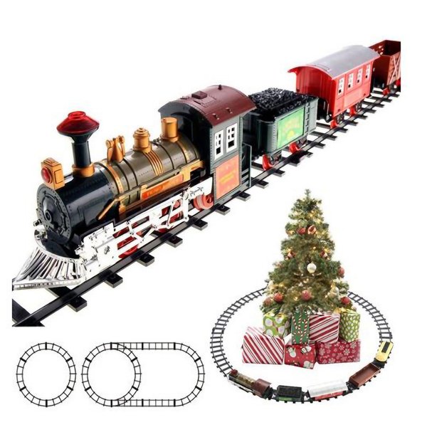Enchanting Christmas Express Toy Train Battery Operated Mountain Locomotive Rail Set - 16 Pieces Toy Train Set for Magical Holidays, Birthdays