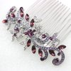Faship Purple Crystal Floral Hair Comb