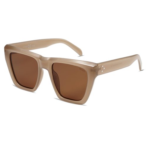 SOJOS Vintage Oversized Square Cat Eye Polarized Sunglasses for Women Trendy Fashion Cateye Style Sunglasses SJ2179 with Brown Frame/Brown Lens
