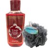 Shower Bathing Gift Set Bundle with 10 ounce Bath and Body Works Shower Gel Soap & Loofah Pouf Sponge - Gift, Birthday, Mother's Day (Winter Candy Apple)