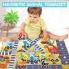 Wodden Dinosaur Magnetic Train Set for Toddlers 2-4 Dinosaur Toys for Kids Train Toys for Toddlers 3-5 Magnetic Train Car Toys for Toddlers with Playmat/Storage Bag juguetes para niños
