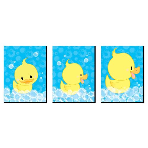 Big Dot of Happiness Ducky Duck - Rubber Ducky Nursery Wall Art and Kids Room Decorations - Gift Ideas - 7.5 x 10 inches - Set of 3 Prints