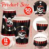 Mimorou 50 Pack 12 oz Pirate Party Supplies Disposable Pirate Paper Cups Halloween Crossbone Skull Coffee Cups Hot Cold Beverage Drinking Cups Disposable Drinkware Supplies for Birthday Party Favors
