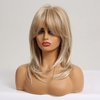 BERON Blonde Women Wigs Long Wig with Bangs 18 Inches Ombre Synthetic Layered Wigs for Daily Used Wigs Wig Cap Included