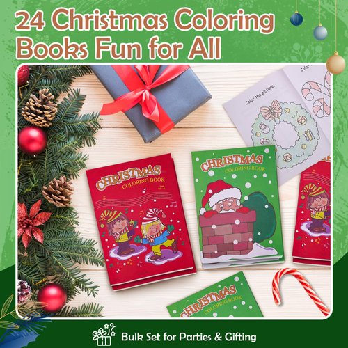 Srenta Christmas Coloring Books for Kids Ages 4-8, 24 Pack Christmas Coloring book for Kids, 9" X 11" Coloring Book Christmas Party Favors, Christmas Coloring Book Bulk Party Supplies