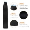 YILITE Tape in Hair Extensions Human Hair Jet Black #1 20 inches 20pcs 50g/pack Straight Seamless Skin Weft Invisible Tape in Human Hair Extensions (20Inche Jet Black #1)
