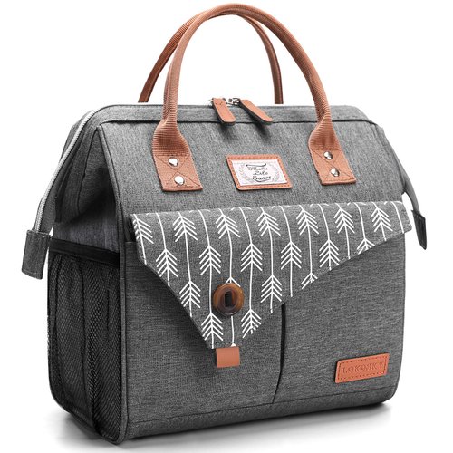 Lekesky Lunch Bag for Women Insulated Lunch Box Leakproof Lunchbox for Adult Work, Grey