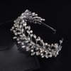 JWICOS Wedding Headband Crystal Tiara Bridal Headpieces for Bride Pearl Hair Vine Wedding Hair Accessories for Party Prom Bride Women (Silver)