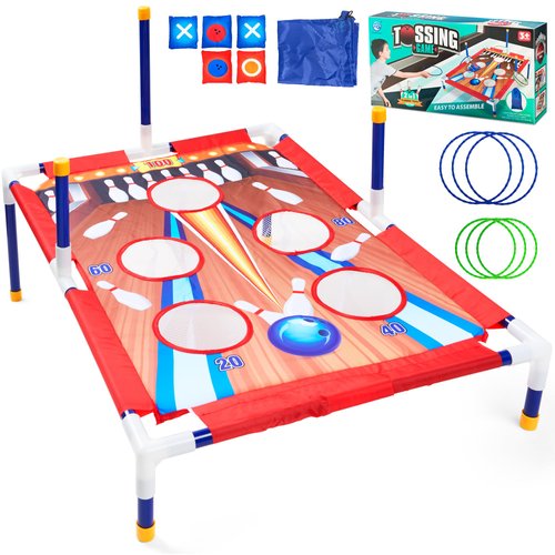 Portable Kids Cornhole Set, 2 in 1 Bean Bag Toss Game, Indoor or Sport Outdoor Party Game Toys, Birthday Gifts for 3 4 5 6 7 8 9 10 11 12 Year Old Boys Girls（13 Pcs）