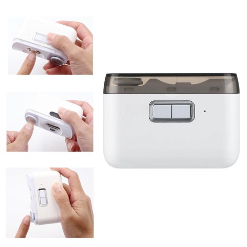Automatic Nail Clipper, 3 in 1 Electric Nail Trimmer with Polisher & Light, Portable Fingernail Cutter Grinder with Scrap Storage, Rechargeable Safety Manicure for Caregiver, Senior, Kid, Baby