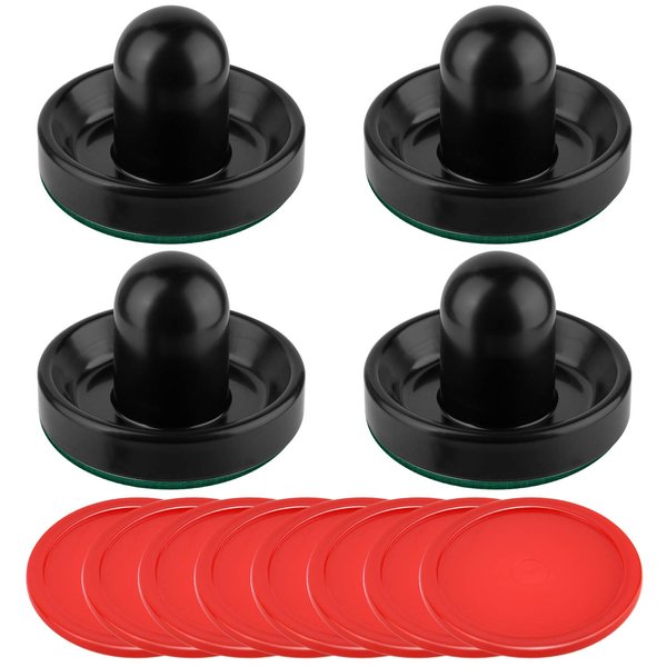 Coopay Air Hockey Pucks and Paddles, Air Hockey Paddles and Air Hockey Pushers Air Hockey Puck, Goal Handles Paddles Replacement Accessories for Game Tables(4 Striker, 8 Red Puck Pack)