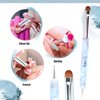 French Manicure Brush -Two Way Nail Art Brush with Dotting Manicure Tool for Manicure Cuticle Clean Up Nail Art Design- Professional Nail Salon Quality Brush, Nail Dotting Pen (10#, Blue)