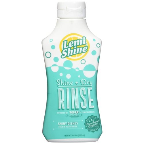 Lemi Shine 8.45 Oz. Shine + Dry Rinse, Natural Rinse Aid, Powered by 100% Natural Citric Extracts for Spotless + Shiny Dry Dishes Even in Hard Water