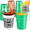 BWkoss Football Plastic Cups - 24Pcs Bulk 16oz Football Theme Party Cups Reusable Drinking Plastic Cup Hot Cold Drink Wine Coffee for Home School Football Themed Holiday Birthday Party Favors Supplies