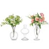 Glasseam Glass Small Bud Vases: Ribbed Clear Vase Set of 3 Modern Mini Vases for Centerpieces Flower Vase Decorative Vases for Flowers Handmade Cute Short Home Decor for Wedding Table Tiny Single Rose
