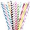 Dakoufish 12 Piece 8 Inch Reusable Plastic Thick Drinking Straws BPA Free Mason Jar Straws Transparent Small Stripe (8inch, Mix 12color)