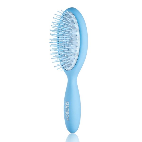 IZUTECH Pro Bunni Soft Wet/Dry Detangling Hair Round Paddle Brush for Women with Air Cushion (Blue)