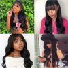 Amella Hair Brazilian Body Wave Wigs With Bangs Virgin Brazilian None Lace Front Wigs Human Hair Wigs 150% Density Glueless Machine Made Wigs For Black Women (24inch,Body wave)