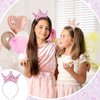 12 Packs Princess Crown Headband, Girls Glitter Headbands Princess Party Favors Sequin Elastic Tiaras for Women Little Girls Birthday Bling Accessories, Pink, Blue, Purple, Yellow, Champagne, Silver