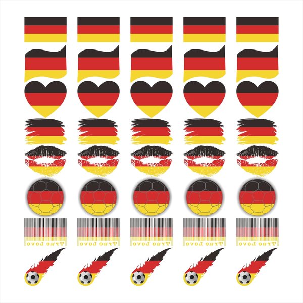 Womaha 40 Sheets Temporary Meme Germany Flag Tattoos for Kids Fans Face Tattoo Stickers for Adults Group Activity Props
