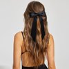 2PCS Silky Satin Hair Bows Hair Clip Black White Hair Ribbon Ponytail Holder Accessories Slides Metal Clips Hair Bow for Women Girls Toddlers Teens Kids