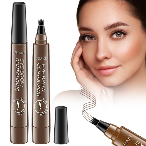 2PCS Magical Precise Waterproof Brow Pen,Eye Brow Contouring Pen Pencil,4 Tip Microblade Eyebrow Pen,Eyebrow Pencils for women Creates Natural Looking Brows Effortlessly (dark brown)