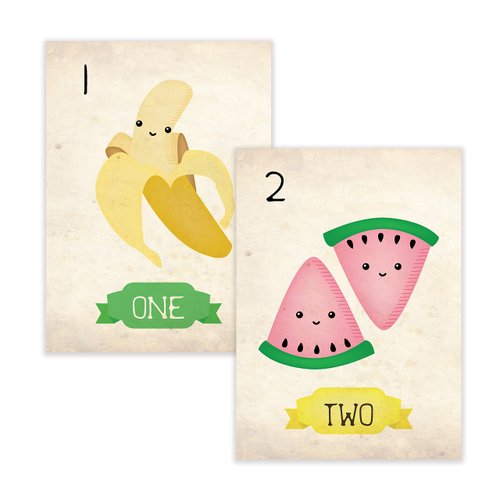 Children Inspire Design Nursery Decor, Fruits Counting Cards, Number Flash Cards 1-10, Kid's Decor, Eco-Friendly Print, Wall Letters And Numbers