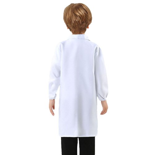Kids Lab Coat for Doctor Dentist Scientist Career Day Preschool Role Play Costume for Halloween Christmas Set(Medium,White)