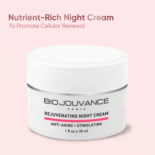 BIO JOUVANCE PARIS - Rejuvenating Night Cream 1oz / 30ml - For Mature/Sun Damaged Skin | Anti Aging Face Moisturizer Hydrating Lotion | Daily Facial Skin Care Treatment Regimen | Made in France