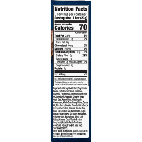 Fiber One 70 Calorie Chewy Snack Bars, Chocolate Peanut Butter, 5 ct