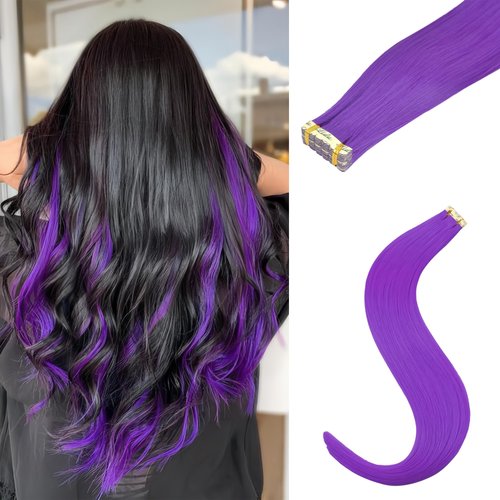 24 Inch Tape in Hair Extensions, 20pcs Invisible Tape in Hair extensions Synthetic Hair Tape in Extensions Colored Hair Extensions Tape Ins Long Straight Natural Soft Hair Party Highlights Hair (08)