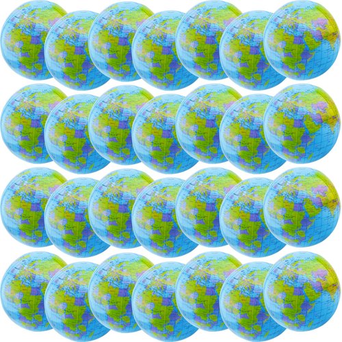 Restroma 40 Pack 16 Inch Inflatable World Globe Bulk jumbo Blow up Earth Globe Inflatable Globe Beach Ball for Beach Swimming Pool Party Favors
