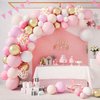 Amandir 144Pcs Pink Balloons Garland Arch Kit Light Pink Gold White Balloons Confetti Latex Metallic Balloons for Girl Birthday Valentines Day Baby Shower Wedding Party Decorations Supplies