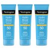 Neutrogena Hydro Boost Water Gel Moisturizing Sunscreen Lotion, Broad Spectrum Sunblock SPF 50, Water Resistant Travel Size Sunscreen For Sensitive Skin, 3 FL OZ (3-Pack)