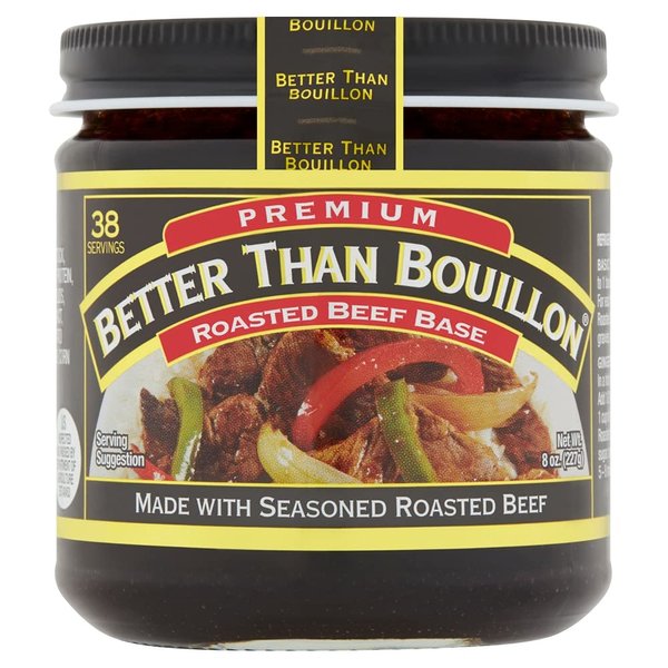 Better Than Bouillon Premium Roasted Beef Base, Made with Seasoned Roasted Beef, Blendable Base for Added Flavor, 38 Servings Per Jar, 8 OZ Jar (Single)