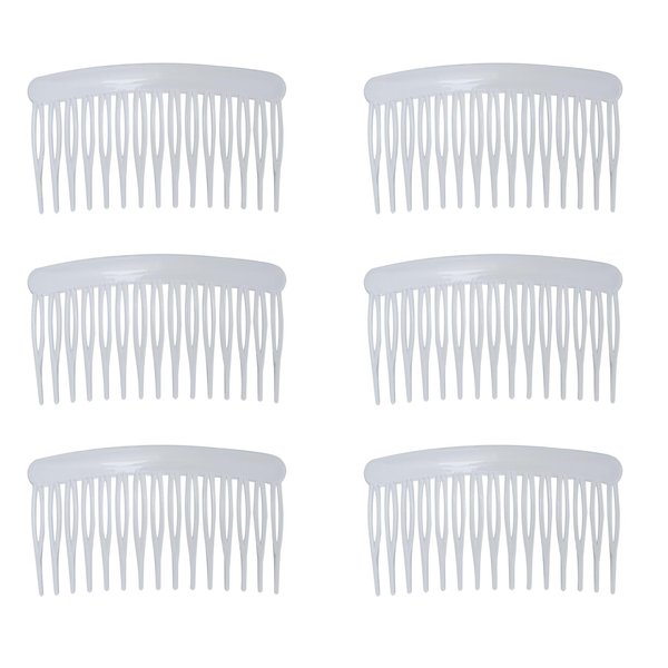 Ruwado 6 Pcs Hair Side Combs 15 Teeth 8 x 4.5 cm Small Twist French Style Hair Pins for Women Wedding Bridal Veil Fine Long Curly Hair Supplies (Clear)