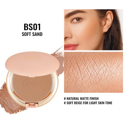 Oulac Matte Bronzer Powder Face Makeup with Mirror - Natural SunKissed Bronzer Look,Highly Pigmented Cream Bronzer, Long Lasting Glow, Easy to Blend, Vegan & Cruelty-Free BS01