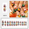 LRKNNO Fall Press on Nails Square Medium Fake Nails with Maple Leaf Pumpkins Design Green Glitter French Tip False Nails Fall Glue on Nails Thanksgiving Glossy Acrylic Nails for Women Girls DIY 24Pcs