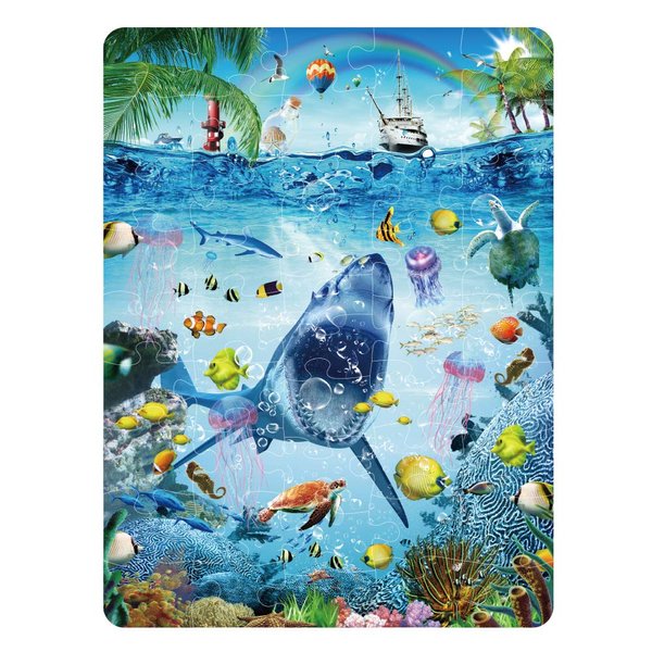 MINIWHALE Kids Puzzle for Kids Ages 4-8 Ocean Floor Puzzle/Underwater Shark Pattern Design Puzzle/Raising Children Recognition Promotes Hand-Eye Coordination (Glow in The Dark, 46Pcs, 24x18in)