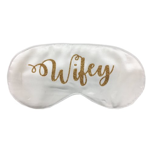 Wifey Silk Bride Sleep Eye Mask - White and Gold