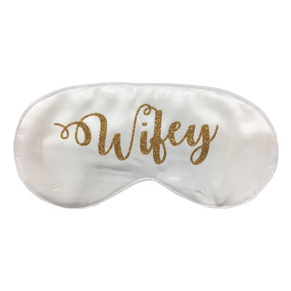Wifey Silk Bride Sleep Eye Mask - White and Gold