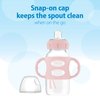 Dr. Brown's Milestones Wide-Neck Sippy Spout Bottle with 100% Silicone Handles, Easy-Grip Handles with Soft Sippy Spout, 9oz/270mL, Light-Pink & Ecru, 2-Pack, 6m+