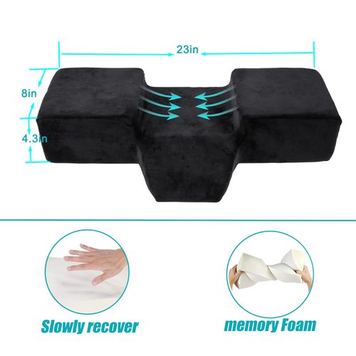 Sankell Beauty Salon Lashing Pillow,Comfortable Velvet Memory Foam Eyelash Extension Pillow,Ergonomic Neck Pillow,Protect The Neck When Used for Lash Extension Grafting Make Up(Black)