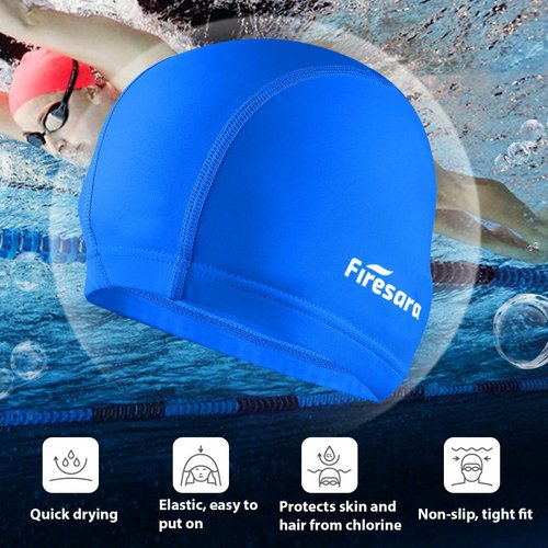 Firesara Fabric Swim Cap, High Elasticity Swimming Cap Keeps Hair Clean Breathable Fit Both Long Hair Short Hair, Swim Caps Woman Girls Men Kids One Size Hat